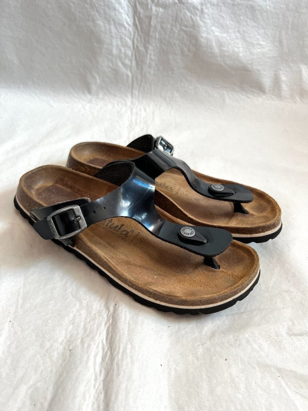 Betula Birkenstock sandals EU 36 womens 5 5.5 Gizeh black faux patent t strap